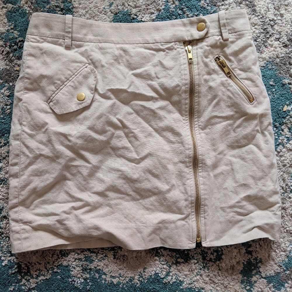 Banana Republic Heritage Cream Zip Mini Skirt